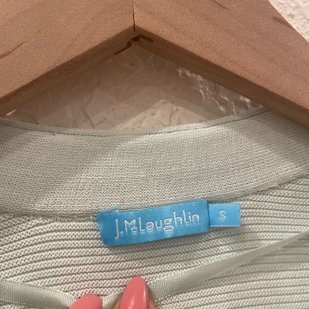J. McLaughlin La Jolla Pastel Mint Green Open Front Ribbed Cardigan Sweater S - Picture 4 of 11